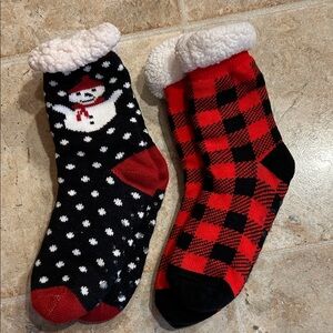 Cozy Snowman and Plaid Fuzzy Socks